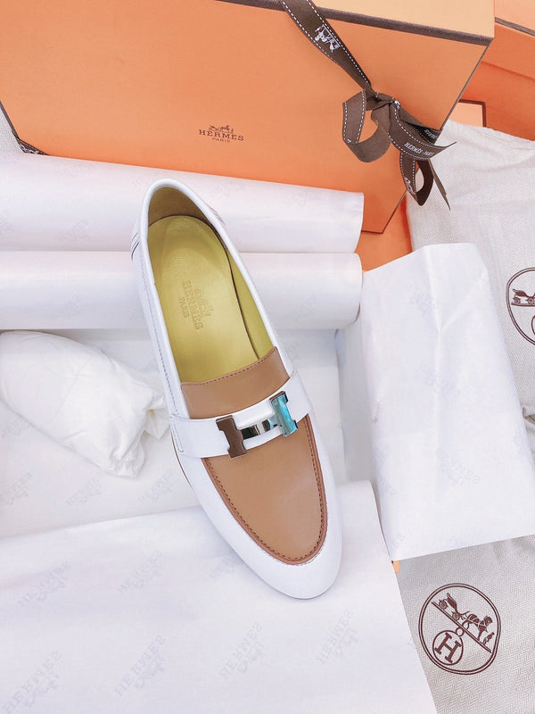 HM Paris Loafer White Brown Goat Leather 348032