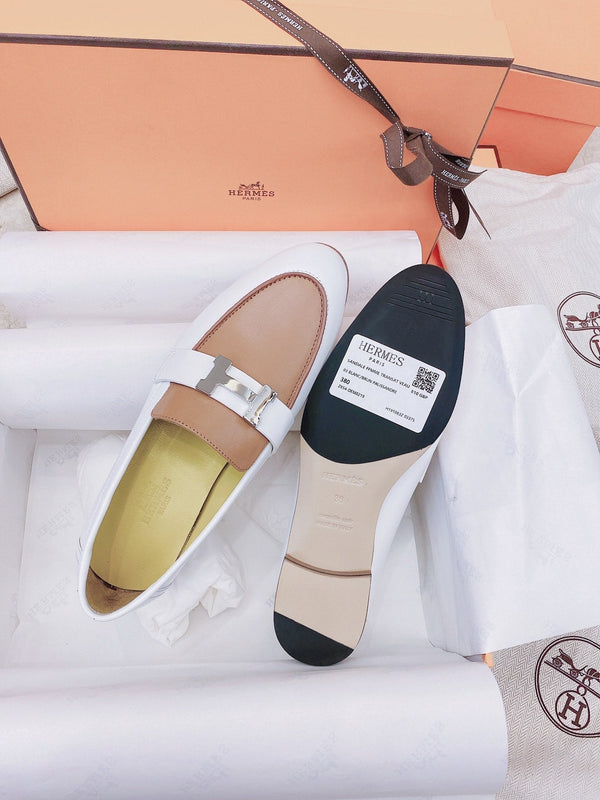 HM Paris Loafer White Brown Goat Leather 348032