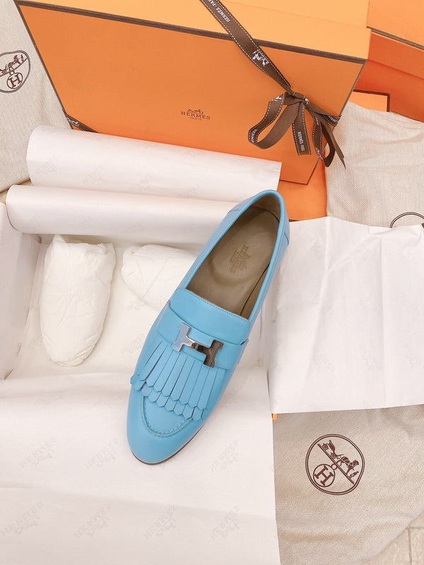 HM Mocassins Royal Loafers Sky Blue Goat Leather 348018