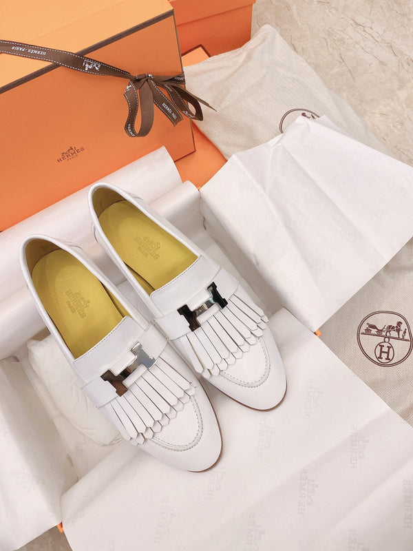 HM Mocassins Royal Loafers White Goat Leather 348019