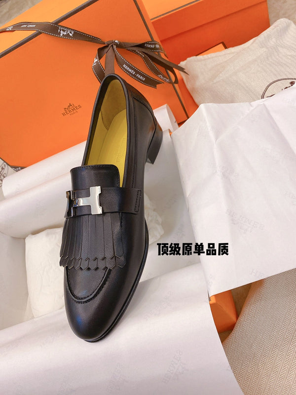 HM Mocassins Royal Loafers Black Goat Leather 348021