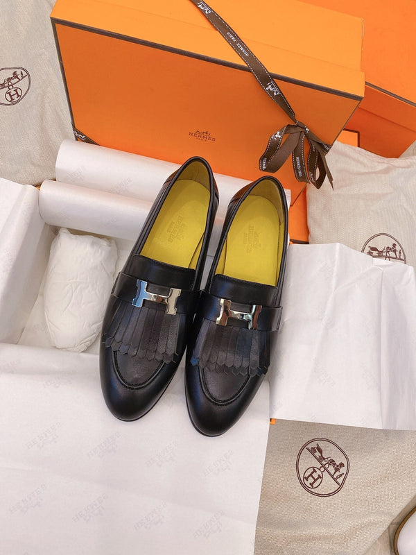 HM Mocassins Royal Loafers Black Goat Leather 348021
