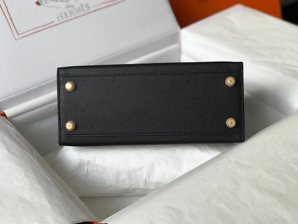 hm kelly 32cm pelle nera Epsom hardware dorato