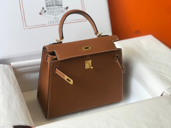 hm kelly 32cm pelle Epsom marrone scuro hardware dorato