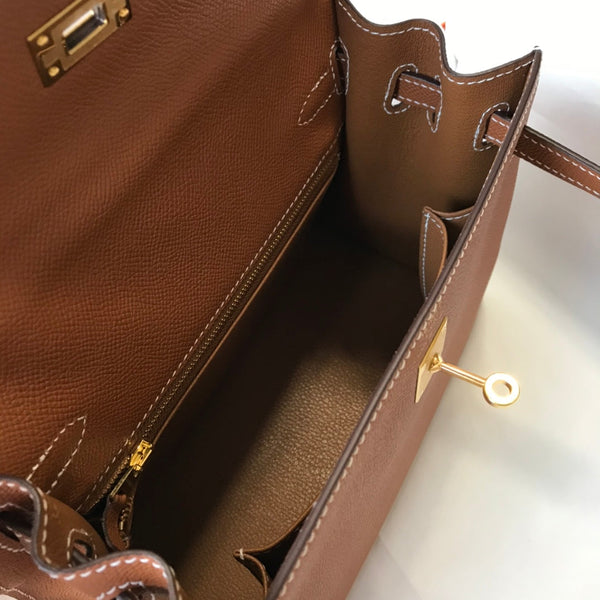 hm kelly 32cm pelle Epsom marrone scuro hardware dorato