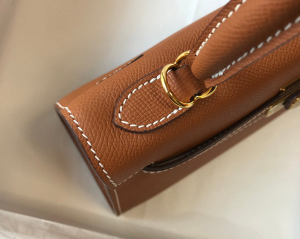 hm kelly 32cm pelle Epsom marrone scuro hardware dorato