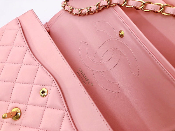 flap bag jumbo 30 pastel pink lambskin gold hardware