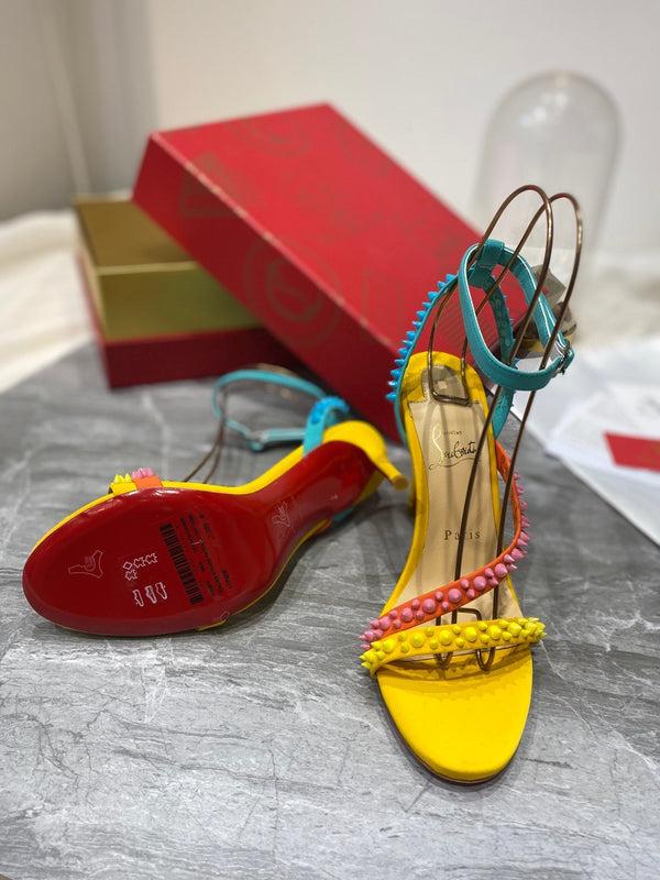 Sandali con borchie CL in pelle di pecora multicolore, lega di acciaio 346022