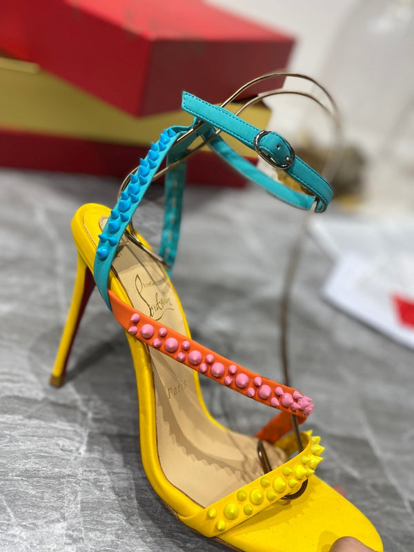 Sandali con borchie CL in pelle di pecora multicolore, lega di acciaio 346022