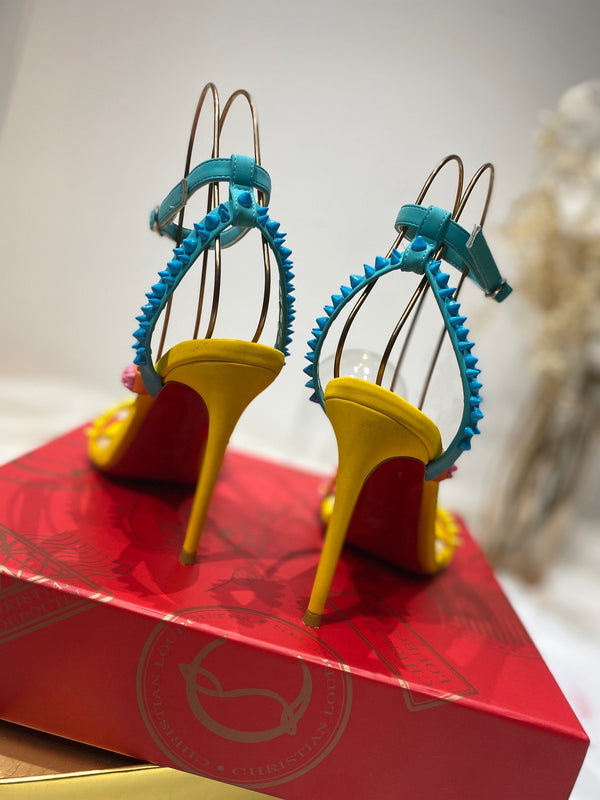 Sandali con borchie CL in pelle di pecora multicolore, lega di acciaio 346022