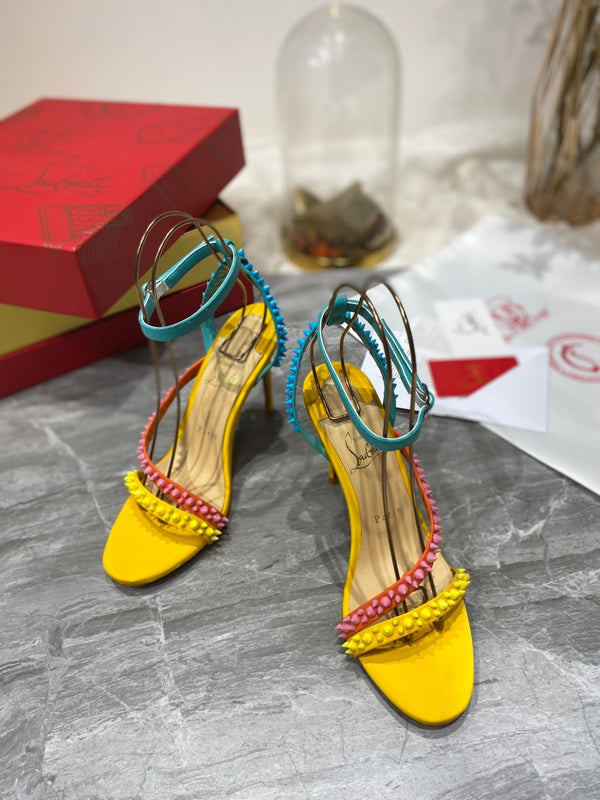 Sandali con borchie CL in pelle di pecora multicolore, lega di acciaio 346022