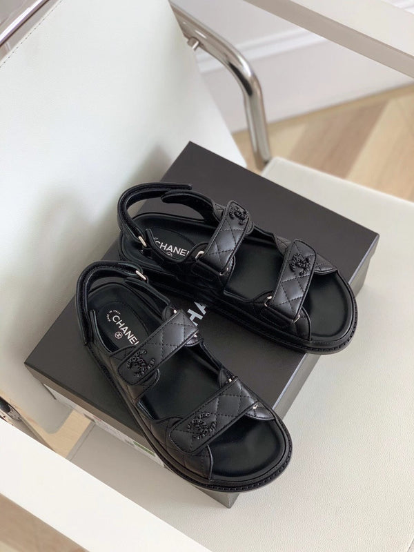 CC Dad Sandal All Black Calfskin