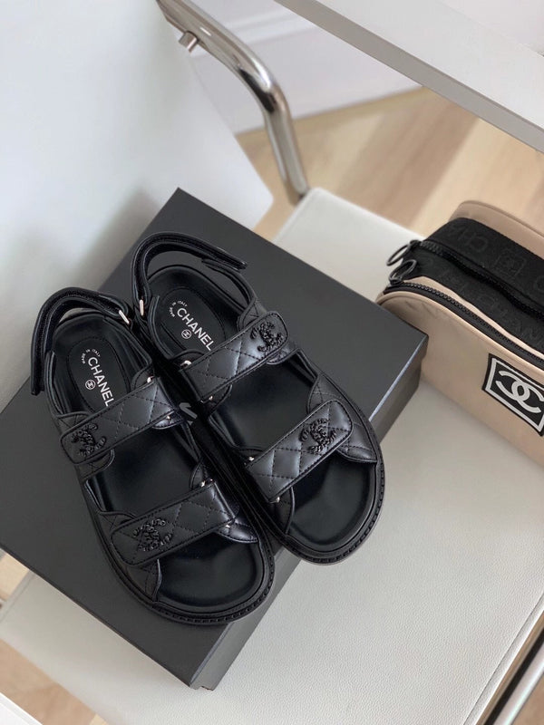 CC Dad Sandal All Black Calfskin