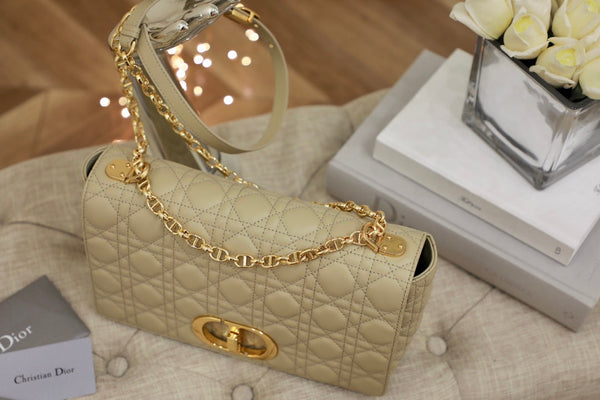 LARGE CARO BAG 28 LIGHT BEIGE CALFSKIN