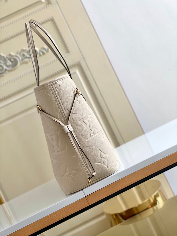 NEVERFULL MM 32 TOURTERELLE GRAY MONOGRAM EMPREINTE LEATHER