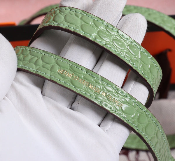 HM KELLY MINI 22 PICKLE CROCODILE EMBOSSED CALFSKIN GOLD HARDWARE