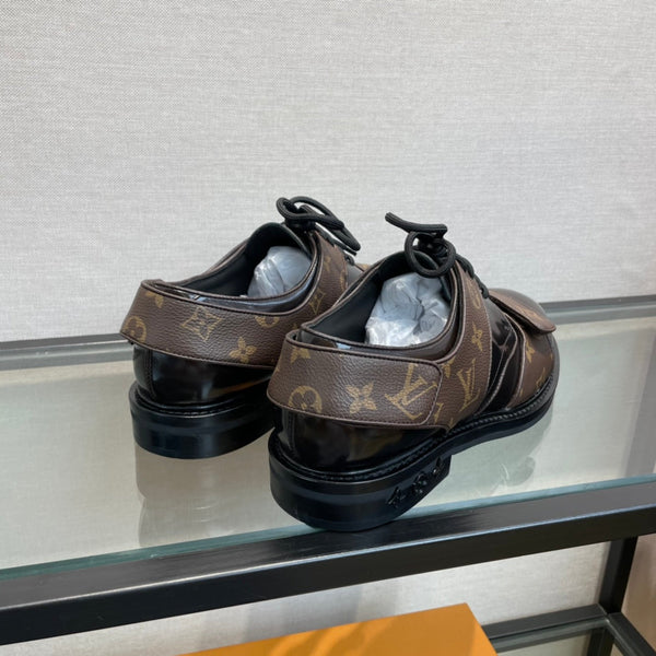 LV DERBY HARNESS SHOES IN CHOCOLATE BROWN CALFSKIN