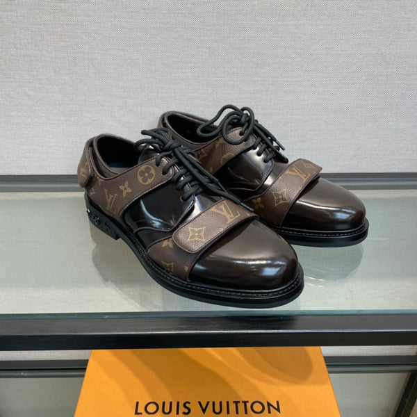 LV DERBY HARNESS SHOES IN CHOCOLATE BROWN CALFSKIN