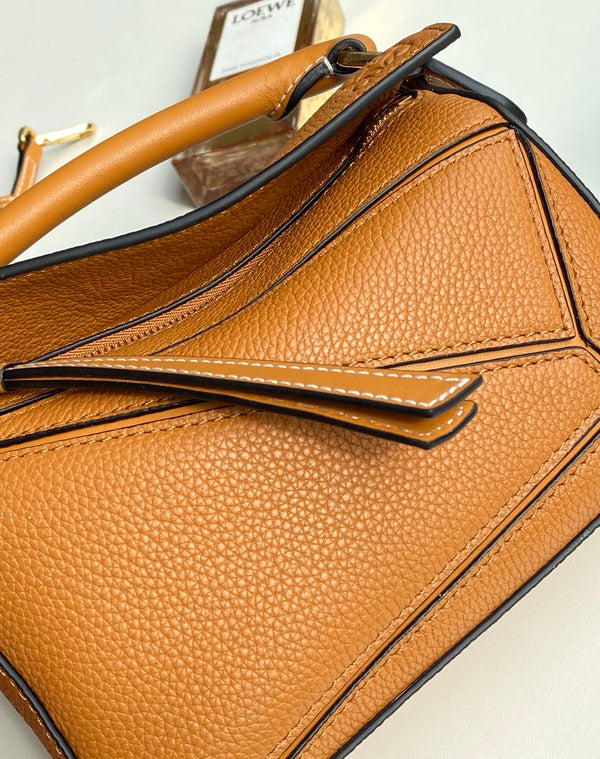 mini puzzle 18cm orange calfskin gold hardware