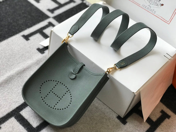Mini Evelyne 18cm Green Grey Togo Ghw