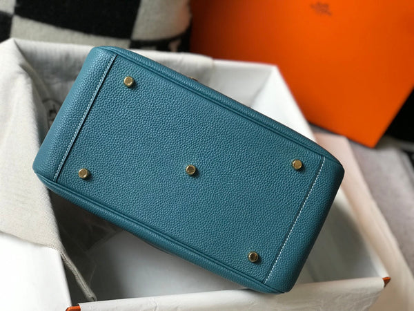 HM LINDY 30 BAG SAPPHIRE TAURILLON CLEMENCE LEATHER