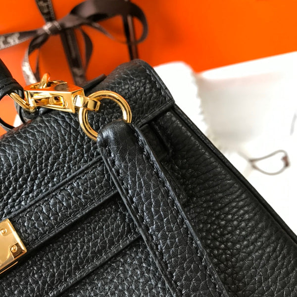 HM Mini Kelly 20cm Black Togo Leather Gold Hardware