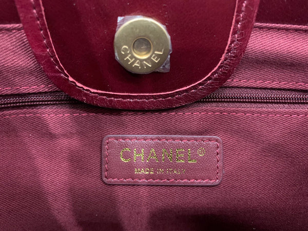 cc shopping bag 40cm burgundy calfskin gold hardware