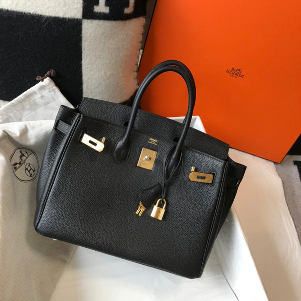 HM BIRKIN 30CM PELLE NERA TOGO FERRAMENTA ORO
