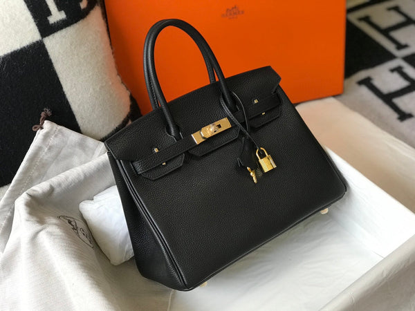 HM BIRKIN 30CM PELLE NERA TOGO FERRAMENTA ORO