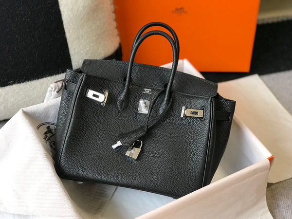 HM BIRKIN 30CM PELLE NERA TOGO FERRAMENTA ARGENTO