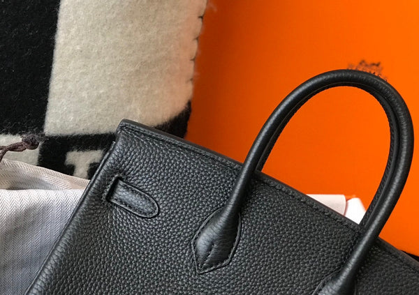 HM BIRKIN 30CM PELLE NERA TOGO FERRAMENTA ARGENTO