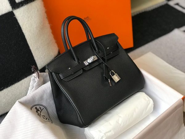 HM BIRKIN 30CM PELLE NERA TOGO FERRAMENTA ARGENTO