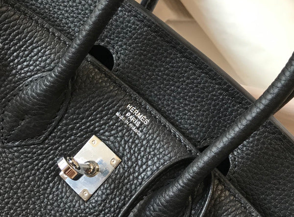HM BIRKIN 30CM PELLE NERA TOGO FERRAMENTA ARGENTO