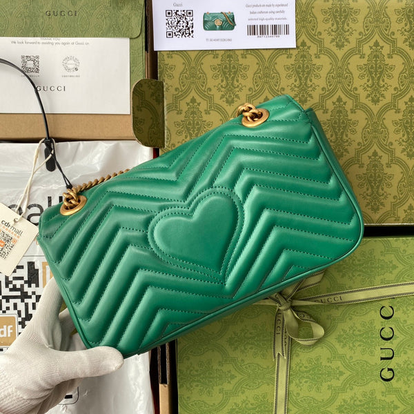 gg marmont 26cm green calfskin gold hardware