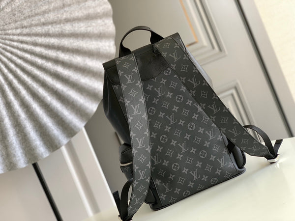 ZAINO 45 IN PELLE DI VITELLO NERA E TELA MONOGRAM ECLIPSE GUN METAL