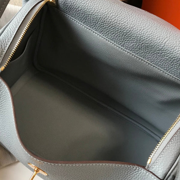 BORSA HM LINDY 30 IN PELLE DI VITELLO BLU NEPAL CON FERRAMENTA ORO