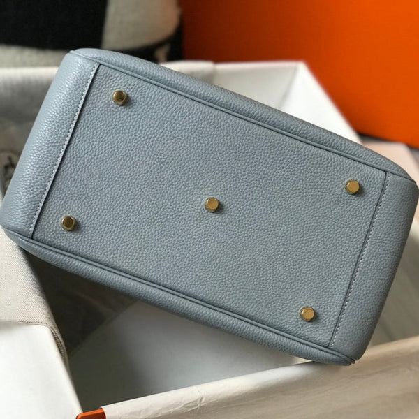 BORSA HM LINDY 30 IN PELLE DI VITELLO BLU NEPAL CON FERRAMENTA ORO