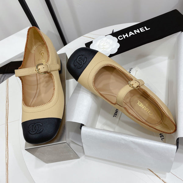 CC MARY JANE BLOCK HEEL BEIGE CREAM SHEEPSKIN