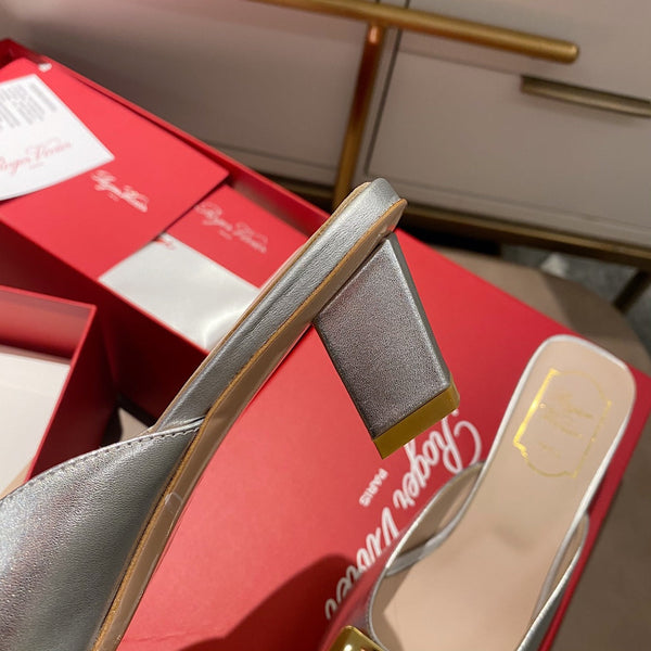 Viv Mules Silver Patent Leather 307799