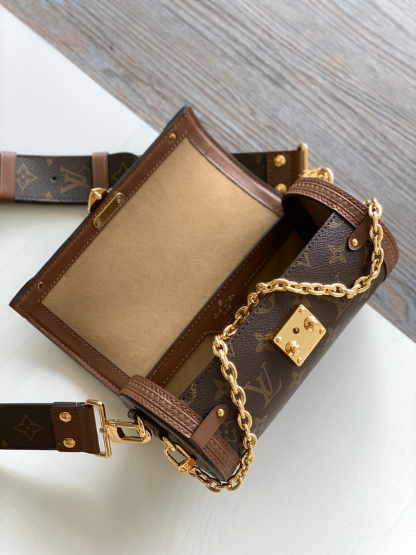 Baule LV Papillon 19 cm tela monogramma marrone e pelle di vacchetta GHW