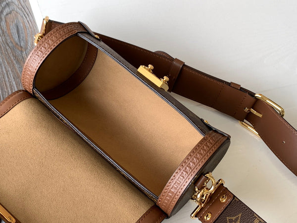 Baule LV Papillon 19 cm tela monogramma marrone e pelle di vacchetta GHW