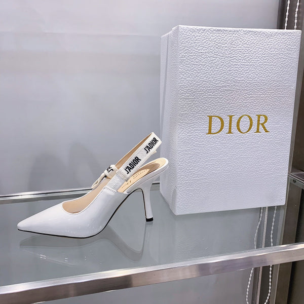 cd slingback pumps 95 white patent calfskin