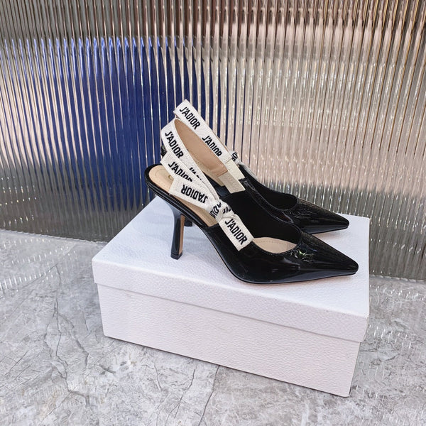 cd slingback pumps 95 black patent calfskin