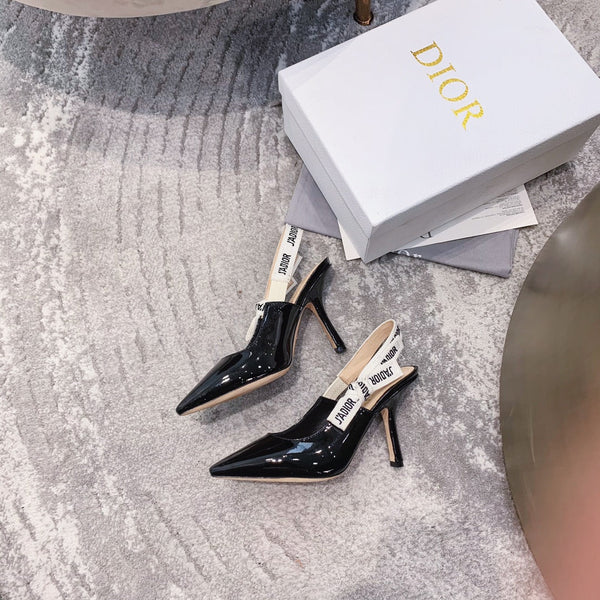 cd slingback pumps 95 black patent calfskin