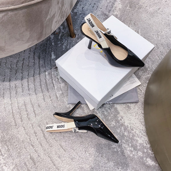 cd slingback pumps 95 black patent calfskin