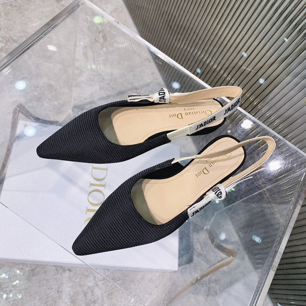 cd slingback flat black embroidery cotton ribbon