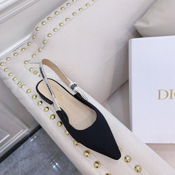 cd slingback flat black embroidery cotton ribbon