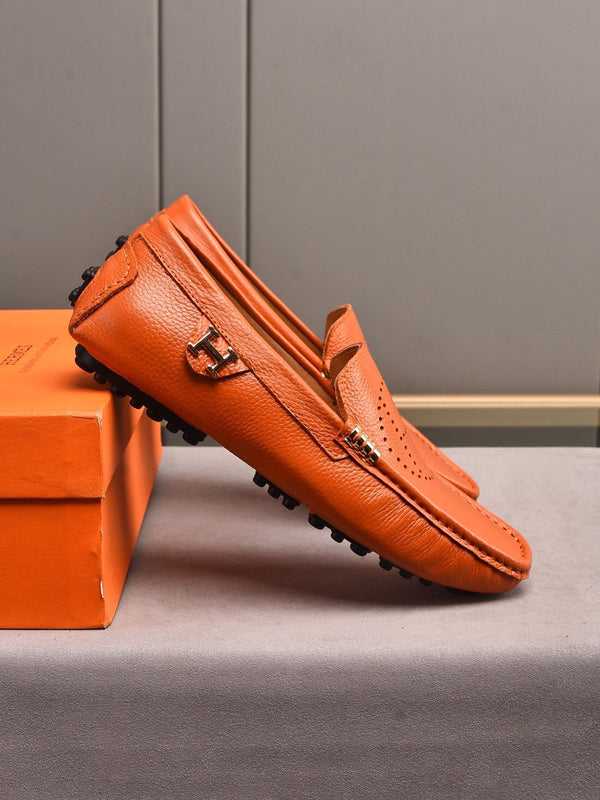 Mocassini da uomo HM in pelle di vacchetta arancione vibrante 509528