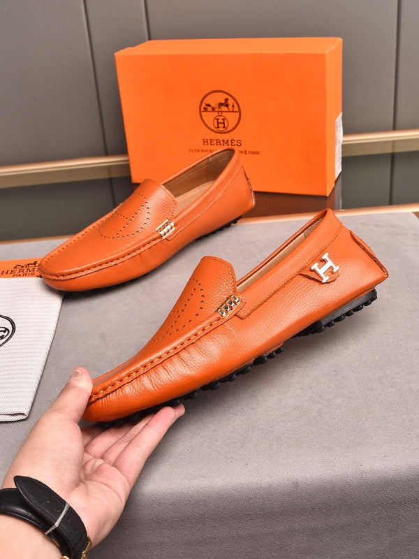 Mocassini da uomo HM in pelle di vacchetta arancione vibrante 509528