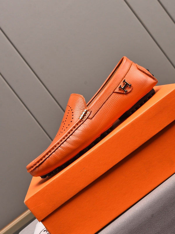 Mocassini da uomo HM in pelle di vacchetta arancione vibrante 509528